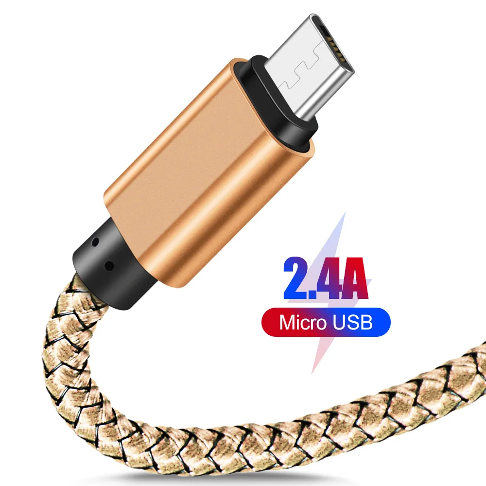 

Honor 20i 8s 2M Nylon Micro usb cable 2.4A Quick charger data cable for Nokia 6 3.1 3.2 5.1 LG Stylo 3 K11 Plus HTC One M8 M9 E9