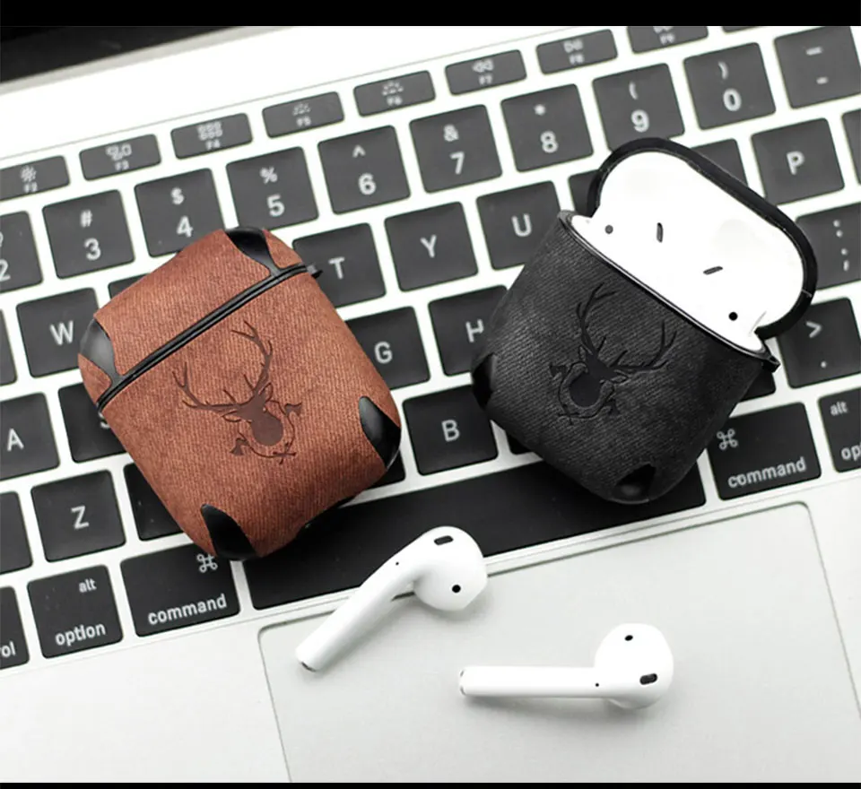 

Hot Stylish Leather Case for Apple Airpods1/2 Bluetooth Earphone Protective Cover Charging Case Cover Box Bags Split Design