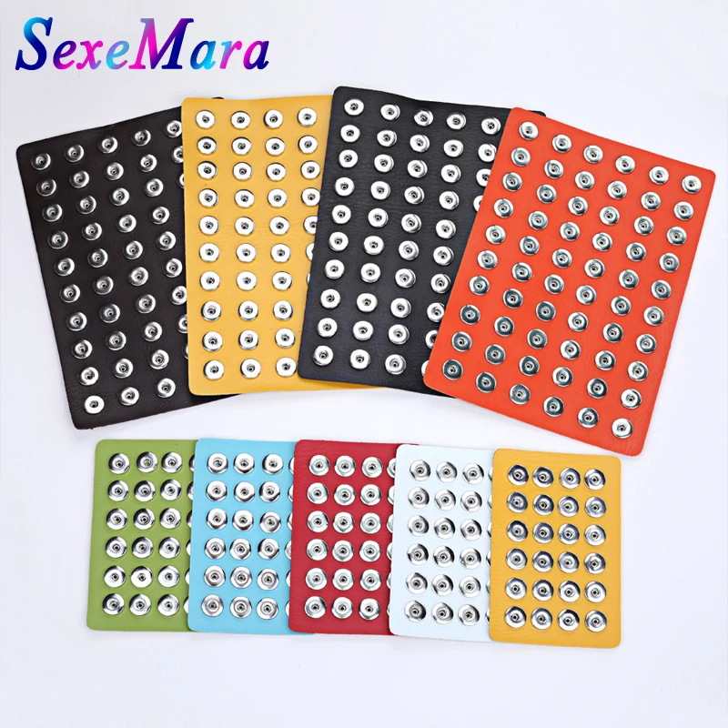 

New Snap Button Display Board Fit 24pcs & 60pcs 18mm Snap Buttons Jewelry Black Genuine Leather Display Holder