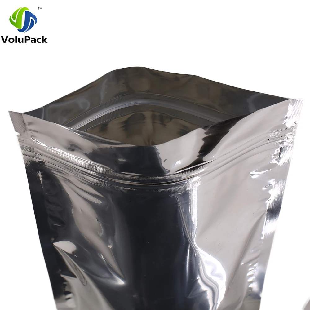 Download 14x20cm(5.5x7.75in) 100pcs Three side seal recyclable package pouch Silver Stand up plastic ...