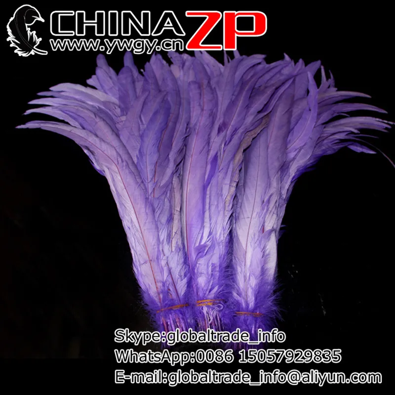 

CHINAZP Factory Cheap Wholesale 100pieces/lot 30~35cm Length Top Quality Lilac Fully Dyed Rooster Tail Feathers