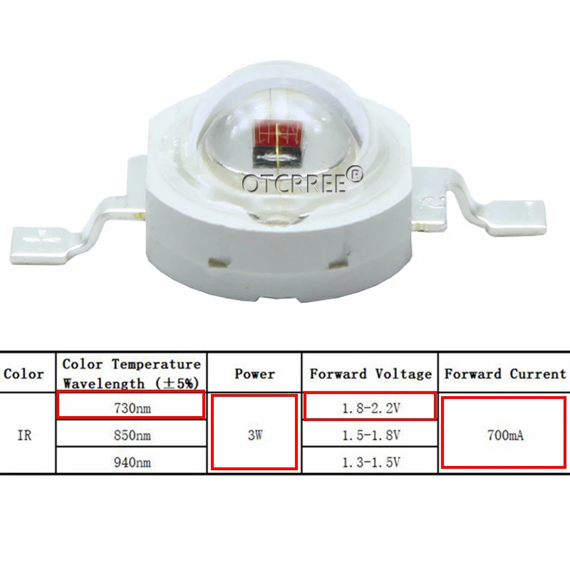 5 шт. 730NM 3 Вт Дальний Красный светодиодный инфракрасный светодиодный 3 Вт 730NM IR светодиодный с 20 мм звездной платиновой базой для Светодиодный проекта DIY