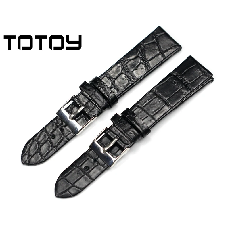 

TOTOY 18MM 20MM 22MM Black Crocodile Strap Soft Leather Strap Genuine Alligator Strap Men's Strap