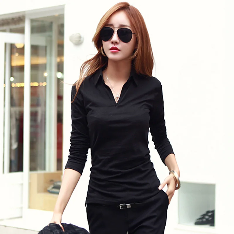 gkfnmt t shirt women long sleeve cotton V turn down collar tops tees t-shirt woman tshirt camiseta feminina 2017 ropa mujer gkfnmt t shirt women long sleeve cotton V turn down collar tops tees t-shirt woman tshirt camiseta feminina 2017 ropa mujer