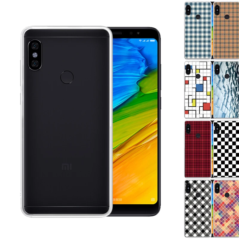 

Case for Xiaomi Redmi Note 5 Plaid Printed Soft Silicont TPU Case Customized Design Anti-Scratch Cover Coque Funda