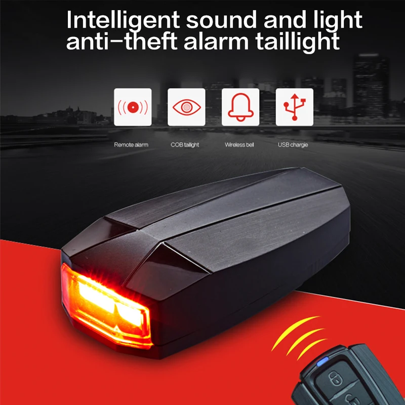 

Wheel up A6 Anti-theft Security Alarm Bike Rear Light Wireless Waterproof Remote Control Bicycle Taillights Lamp Accessories