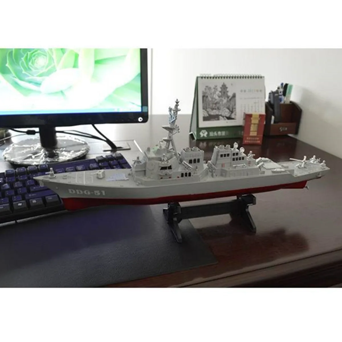Армейский управляемый ракетный эсминец модель корабля статические игрушки с дисплеем Стенд военный корабль модель DIY Развивающие игрушки хобби детский подарок