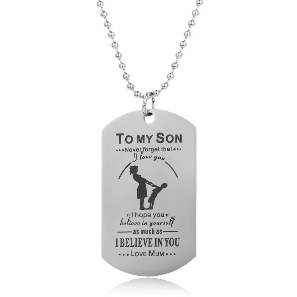 To My Son I Believe In You Stainless Steel Pendant Necklaces Love Mom