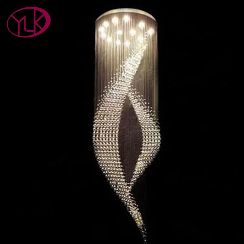 

Youlaike Chandelier Modern Flush Mount Crystal Light Double Spiral Luxury Stair Hanging Crystal Lighting Fixtures