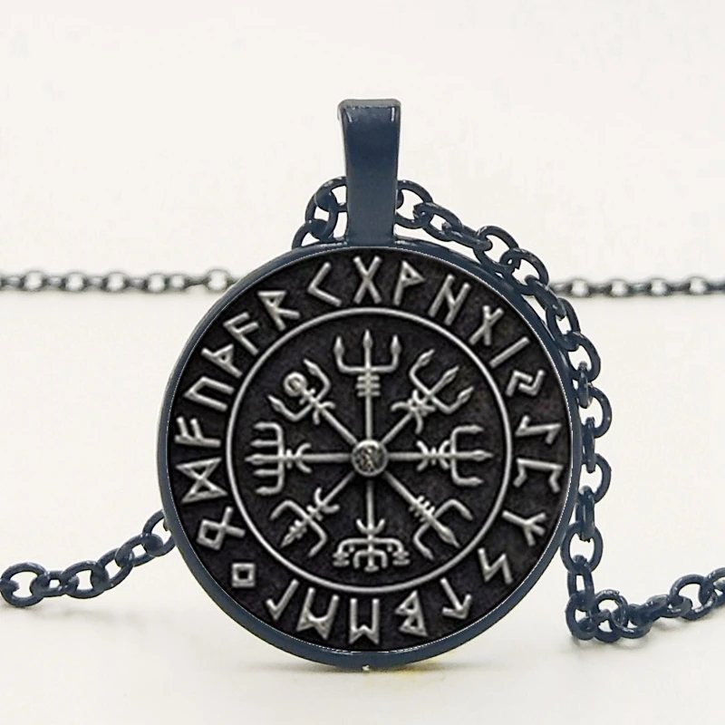 

2019 / New Vegvisir Viking Compass Pendant Jewelry Glass Cabochon Necklace Men and Women Clothing Accessories