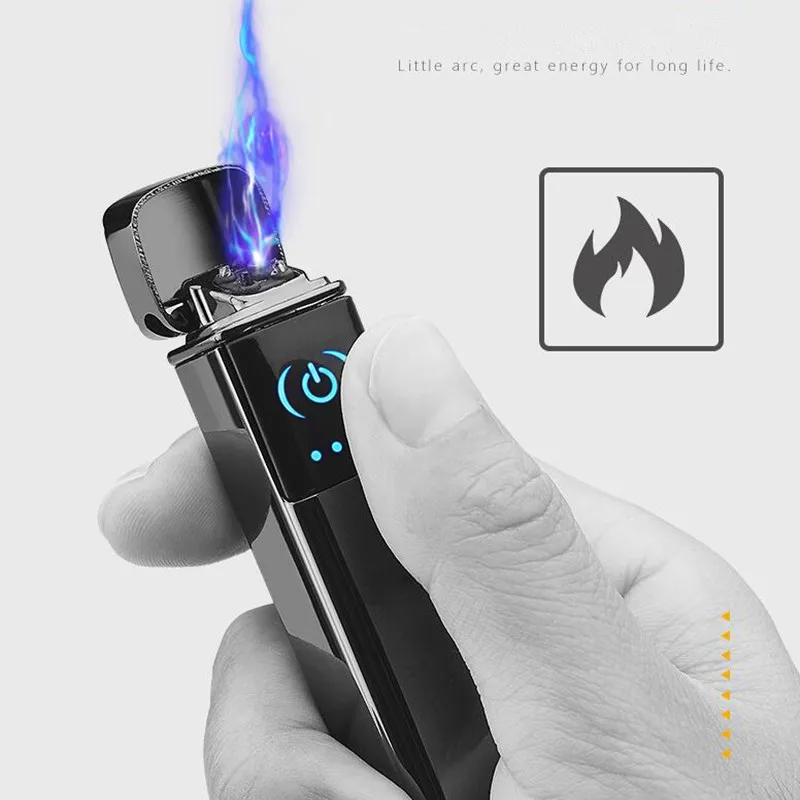 

New Novelty USB Windproof flameless Double Arc Pulsed Touch sensor switch lighters charging cigar Electronic No gas lighter