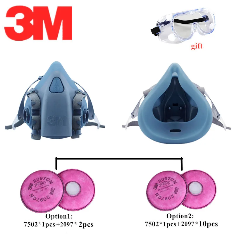 3 м 7502 2097 половина противогаз респиратор органических паров сажевый фильтр краска химическая газов Coolflow клапан защитный респиратор