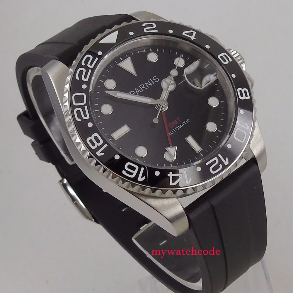 40mm Parnis Black Dial Sapphire Glass Rubber Strap Red Gmt Automatic Mens Watch Mechanical Watches Aliexpress 40mm Parnis Black Dial Sapphire Glass Rubber Strap Red Gmt Automatic Mens Watch Mechanical Watches Aliexpress