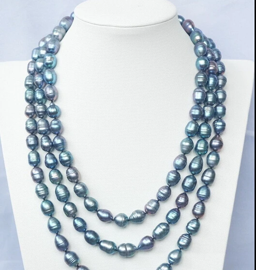 

HOT## Wholesale N1505321 64'' 12mm Black Rice FW Pearl Necklace