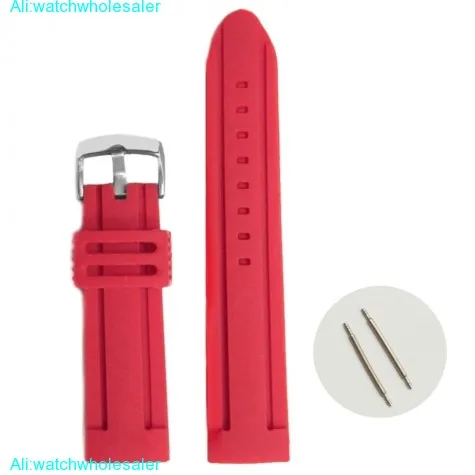 24mm Love Red Color Silicone Jelly Rubber Ladies Watch Band Straps WB1072F24JB