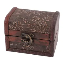 Retro font b Vintage b font Style Floral Pattern Burgundy Wood Trinket Storage font b Jewelry