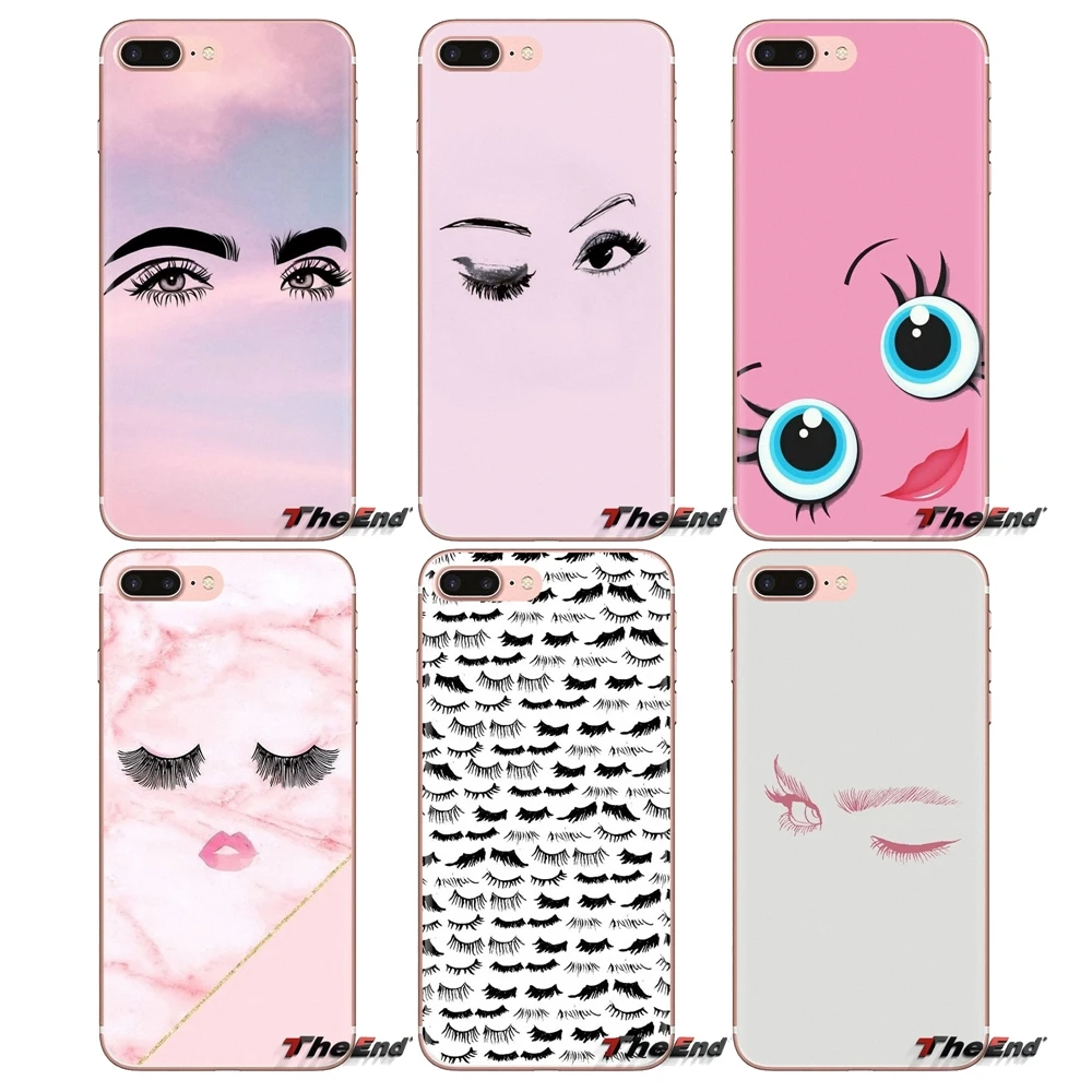 Transparent Soft Shell Covers eyelash Girls Makeup For Samsung Galaxy S3 S4 S5 Mini S6 S7 Edge S8 S9 S10 Plus Note 3 4 5 8 9 |
