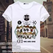 kpop новая футболка EXO летние две патрульные группы тот же пункт KRIS SEHUN CHANYEOL BAEKHYUN мужские и женские с короткими рукавами