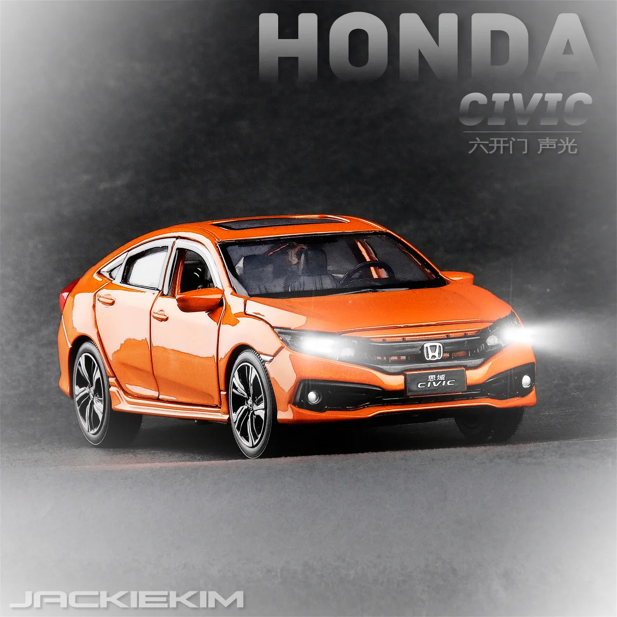 

1/32 high simulation 2019 Honda regular Civic six open door alloy car model sound and light model children's toy car
