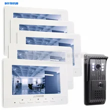 DIYSECUR 7inch Video DoorPhone Doorbell Intercom Metal Shell Camera LED Color Night Vision 5 Monitors White