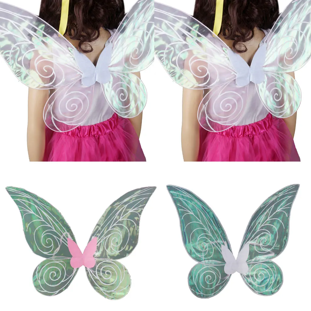 1 Pair Shiny Color Fairy Butterfly Wings Angel Wing for Kids Girls Party Costume Cosplay Outfits