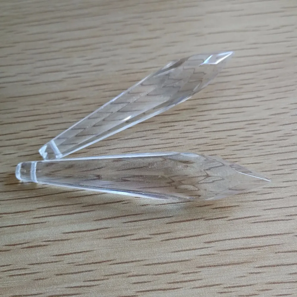 

Best Selling! 76mm Clear 100pcs/lot Crystal Multifaceted icicle U drop glass prism trimming hanging parts for lighting pendant