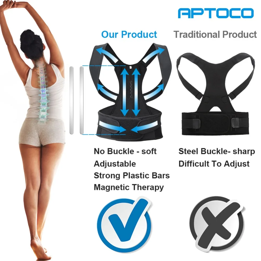 Aptoco Корректор осанки для магнитной терапии фиксатор плеча спины Поддержка пояса