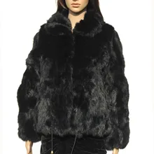 CX-G-A-10C элегантное меховое пальто с кроличьим меховым воротником пальто с кроличьим мехом