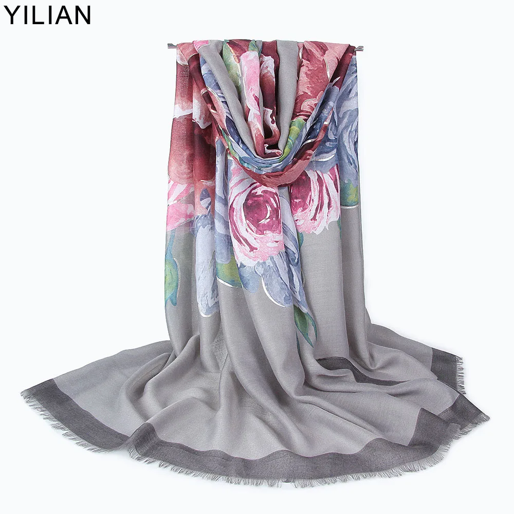 

YILIAN Brand Fashion Floral Print Pattern Soft Oversize Women Scarf Cotton Beautiful Beach Pareo Top Quality SC014