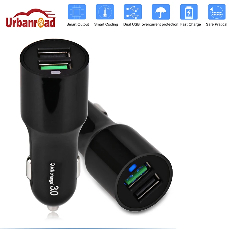 Urbanroad Dual USB Car Charger Fast Charge 3.0 Mobile Car Charger