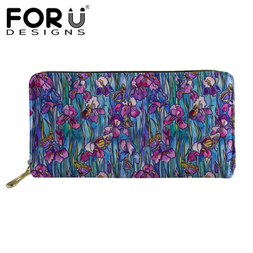 FORUDESIGNS/длинные женские кошельки с принтом бабочки женский клатч из искусственной