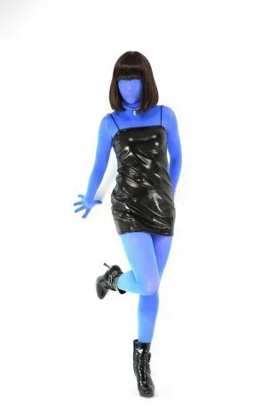 V05) Небесно-Голубой Бархат прозрачные колготки унисекс Фетиш Zentai костюмы