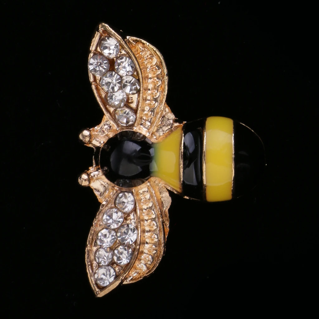 5pcs Bee Shape Alloy Rhinestone Flatback Buttons Jewelry Making Findings 25mm
