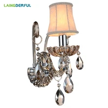LAINGDERFUL Nordic Crystal Wall Lamps Vintage Luxurious Cloth Lampshade Decorate Light For Corridor Bedroom Wall Lamps