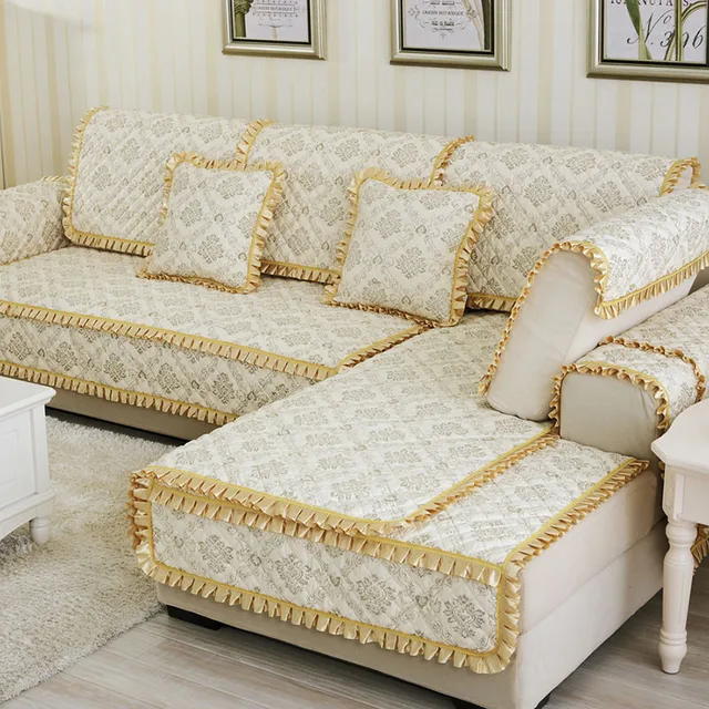 European Home Textile Plaid Sofa Cover Quilted Sectional
