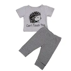 Одежда для новорожденных мальчиков из 2 предметов Повседневная футболка Топ с короткими рукавами + длинные штаны в полоску комплект одежды