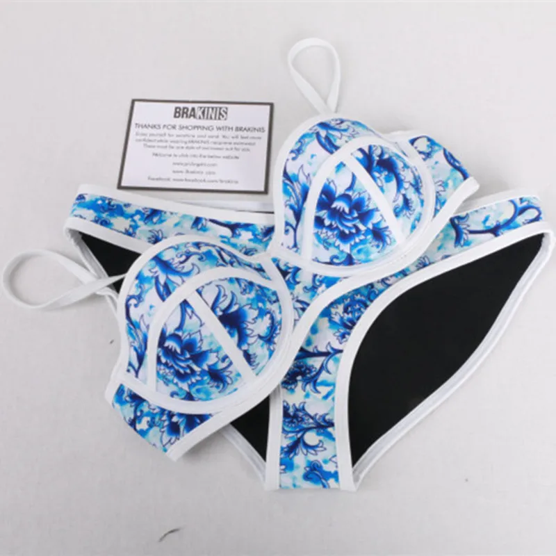 

BIYISI 2016 New Style Women's Push Up Neoprene Bikini Set Swimsuit Swimwear Bikinis Free Shipping 3430