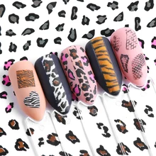 1 шт, серия леопардовых наклеек для ногтей, 3D, с леопардовым принтом, для украшения ногтей, наклейка, клейкая, слайдер, обертывание, аксессуары для маникюра, LAF505-510