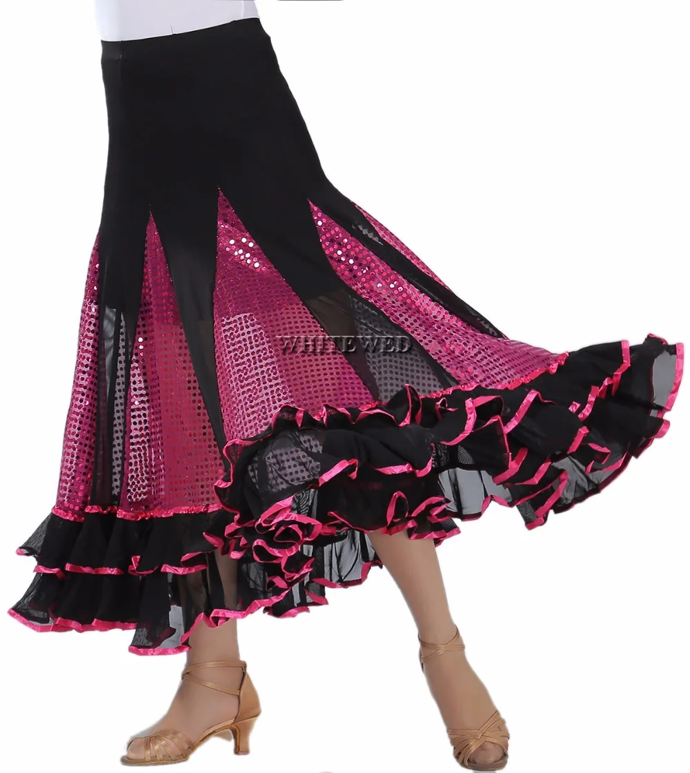 Юбка для бальных танцев Quickstep Folklorico танцевальная юбка с оборками длинные юбки