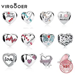 Virgooer Fit Пандора браслет и браслеты Jewelry 100% Серебро 925 пробы сердце полые Шарм бусины Рождественский подарок изготовление ювелирных изделий