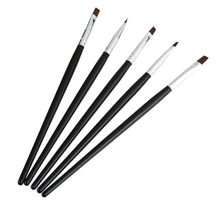 5 размеров/набор плоская живопись ручка для рисования кисти для ногтей акриловый набор кистей для маникюра Набор для ультрафиолетовой обработки роспись ногтей инструмент
