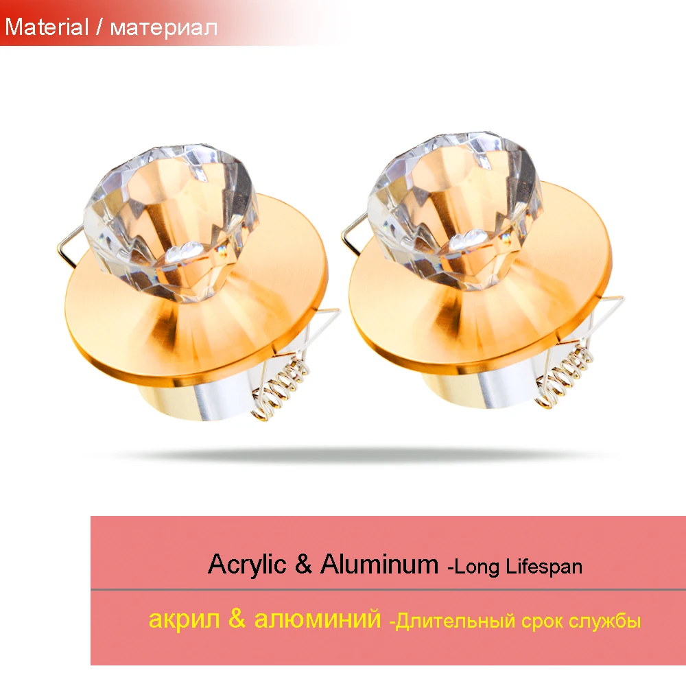 5PCS Luxurious LED Spotlight Mini Led Spot Light Cabinet Lamp Bulb 3W Diamond Ceiling Down Lighting AC85-265V Gold Aluminum JQ
