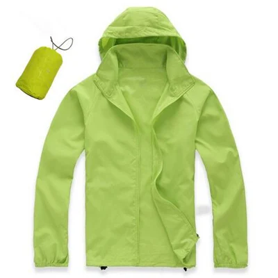 Мужской женский ультра-светильник ветровка куртка анти-УФ кожа куртка Спорт на открытом воздухе быстросохнущая Защита от солнца для пешего туризма с капюшоном ветровка - Цвет: KB05 Fruit Green