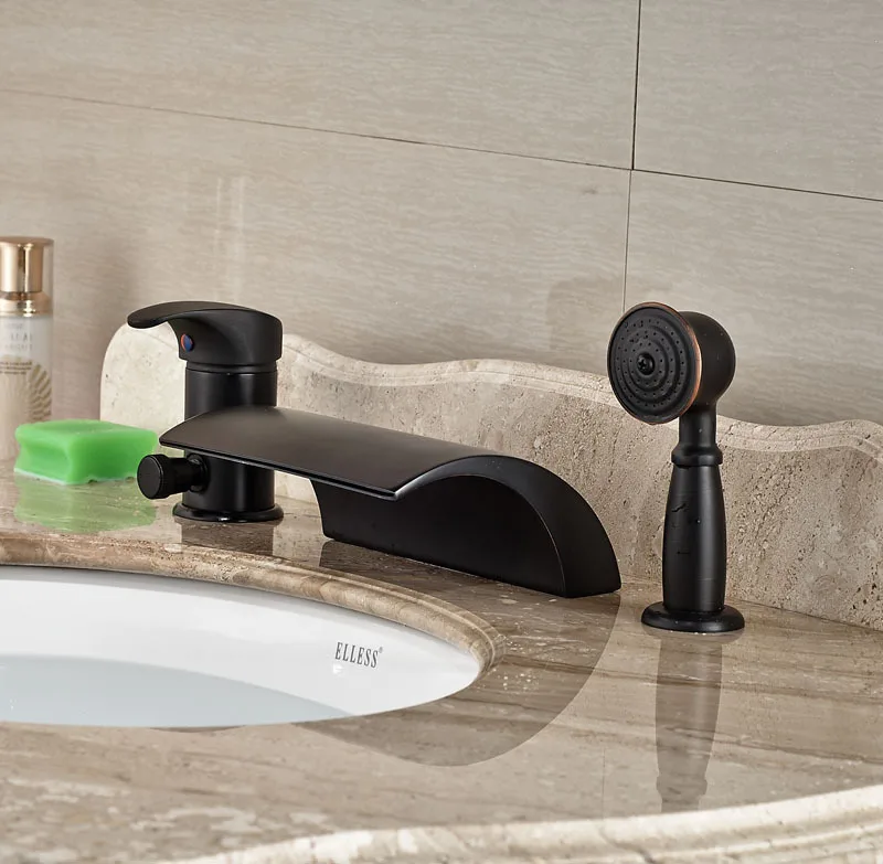 

Oil Rubbed Broze 3pcs Bathtub Faucet Hot&Cold Faucet W/Hand Shower Tap