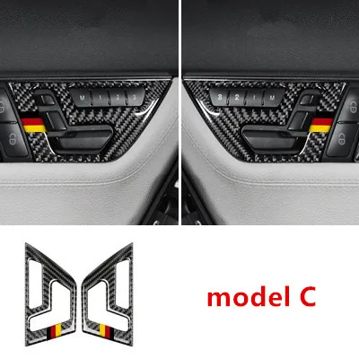 Углеродного волокна двери автомобиля кнопки регулировки сиденья Панель накладка 2 шт. для Mercedes Benz C Class W204 C180 200 300 2007-2013 - Название цвета: model C