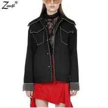 Zawfl Высокое качество Женская мода V шеи жемчуг двубортный Карманы Короткая Повседневная Рабочая в офис шерсть твид бейсбольная куртка пальто