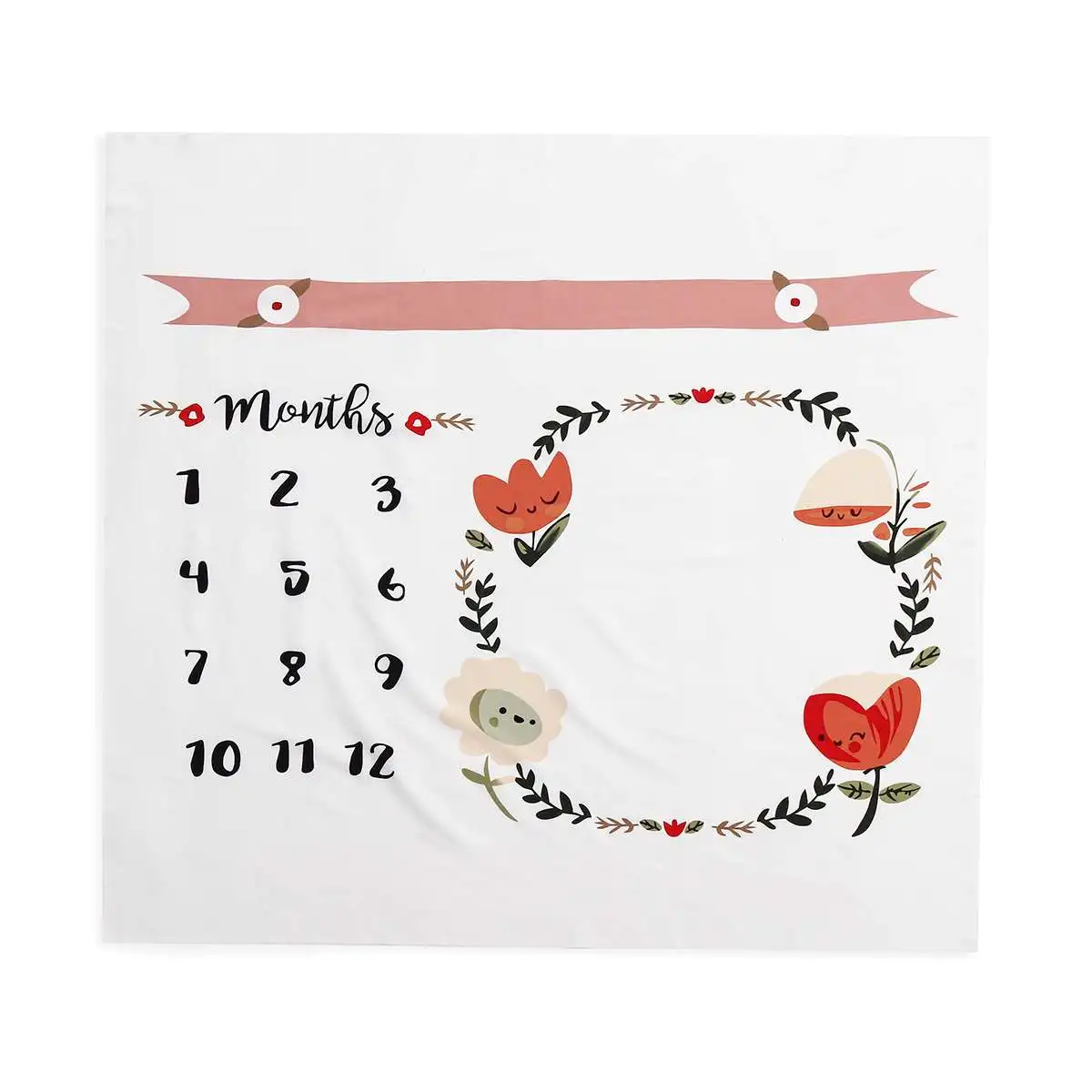 

Infant Newborn Baby Blanket Photo Photography Blanket Mat Backdrop Calendar Flower Plants Monthly Growth Photography Prop