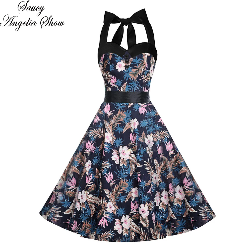 SAUCY ANGELIA Women Summer Dress Print Wrap Halter Top EUROPE Vintage ...