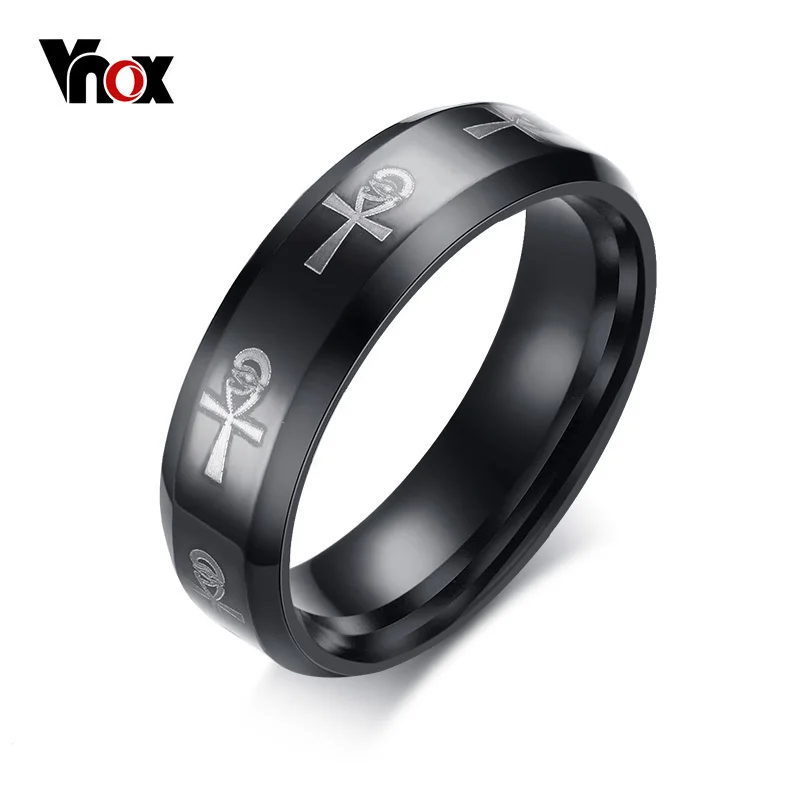 Vnox Men S Ankh Egyptian Cross Ring For Stainless Steel Black Vnox Men S Ankh Egyptian Cross Ring For Stainless Steel Black Religious Wedding Bands Male Jewelry In Rings From Accessories On