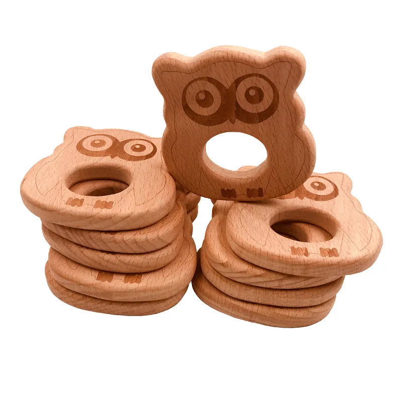 

1Pc Lovely Wooden Teether Pure Natural Cartoon Animal Baby Teething Nursing Beech Teether Toddle DIY Chew Necklace Pendant Toys